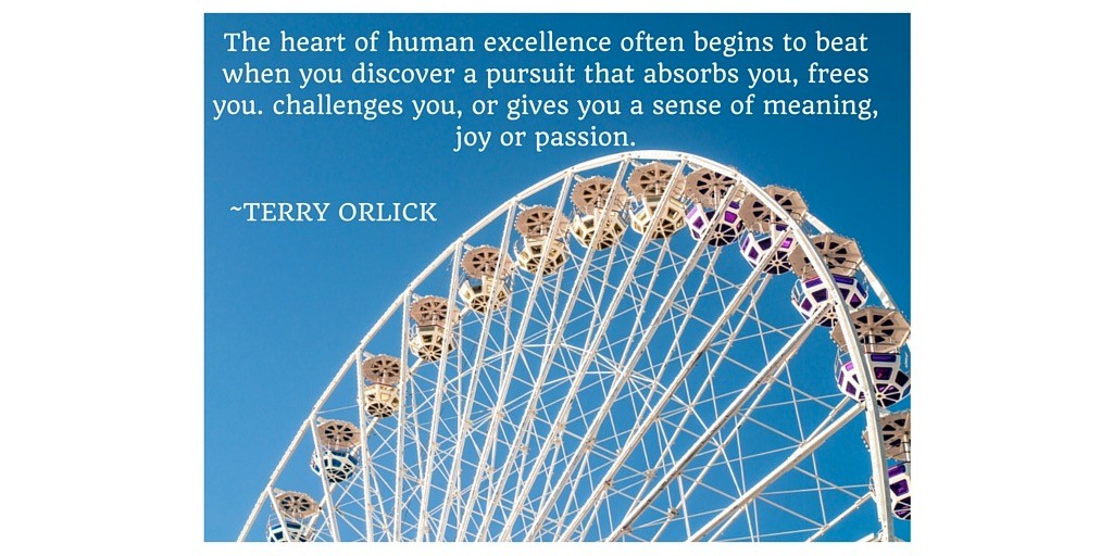 The hart of human excellence often begins to beat when you discover a pursuit that absorbs you, frees you. challenges you, or gives you a sense of meaning, joy or passion.