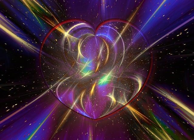 alt= "Heart of light in a starry sky of unconditional higher love"