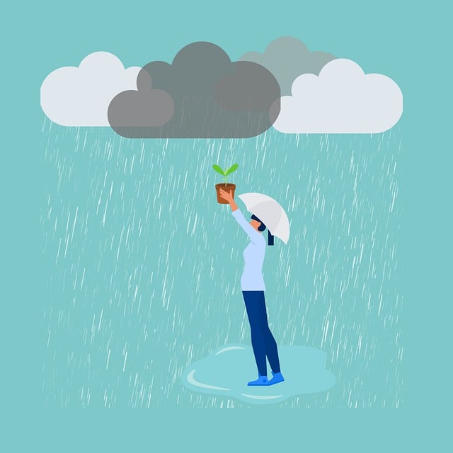 alt="Girl holding a plant up to the rain to show how to liberate yourself from the grip of the past and thrive."